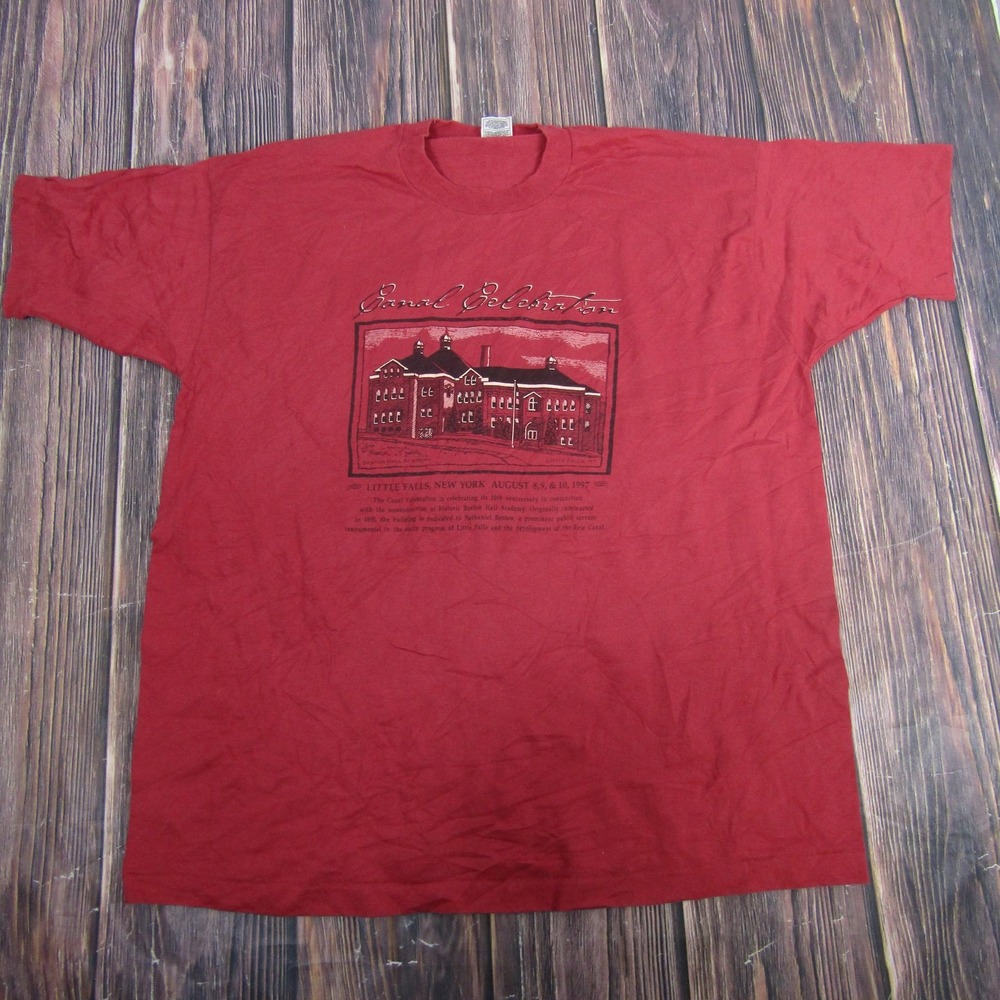 Vintage Canal Celebration Shirt Mens 2XL Red Little Falls NY Single Stitch 90s
